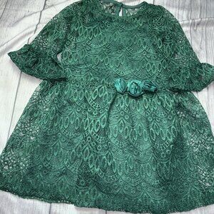 Iris & Ivy Girls Size 5 Lace Dress Green Christmas Holiday Dressy